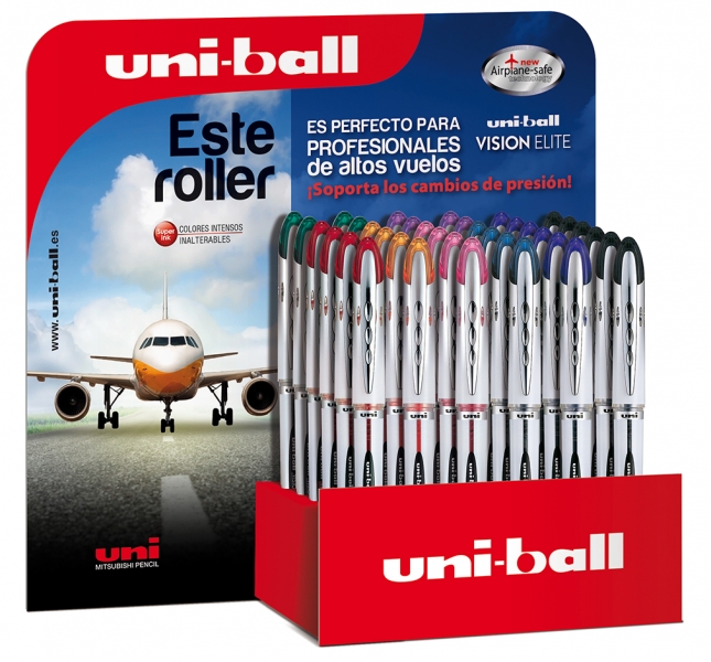 Uni-ball Vision Elite UB-200 Espositore da 36 penne a sfera a inchiostro liquido - Punta a sfera da 0