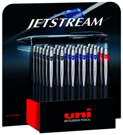 Uni-ball SXN-210 JetStream Espositore da 36 penne a sfera retrattili - Punta da 1 mm - Inchiostro pigmentato resistente all'acqua e alla luce - Asciugatura istantanea - Ideale per mancini - Colori assortiti