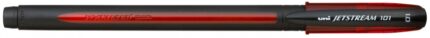 Uni-ball JetStream SX-101-10 Penna a inchiostro - Punta a sfera da 1 mm - Asciugatura istantanea - Ideale per mancini - Colore rosso
