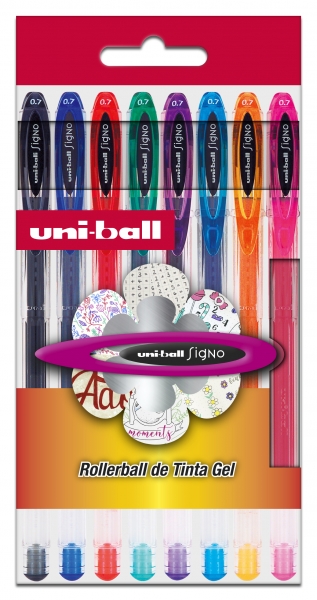 Uni-ball Signo Basico Confezione da 8 penne a inchiostro gel - Punta a sfera da 0