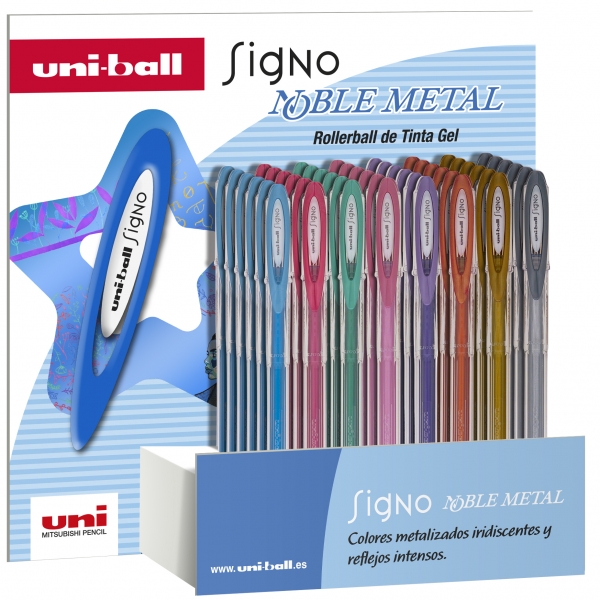 Uni-ball Signo Noble Metal Espositore da 48 penne a inchiostro gel - Punta a sfera da 0