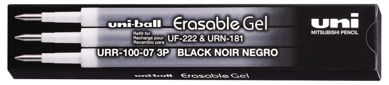 Uni-ball UF-220 Confezione da 3 ricariche di gel cancellabile URR-100-07 - Punta 0