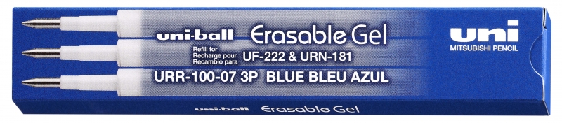 Uni-ball UF-220 Confezione da 3 ricariche di gel cancellabile URR-100-07 - Punta 0