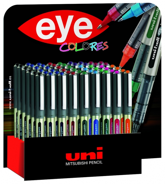 Uni-ball UB-157 Eye Fine Espositore da 54 penne a inchiostro liquido - Punta a sfera da 0