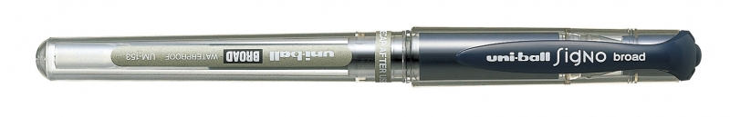Uni-ball Signo Broad UM-153 Roller a inchiostro gel - Punta a sfera da 1 mm - Tratto stilografico - Impugnatura in gomma - Colore blu scuro