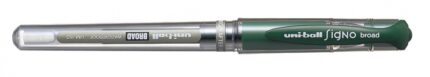 Uni-ball Signo Broad UM-153 Roller a inchiostro gel - Punta a sfera da 1 mm - Tratto stilografico - Impugnatura in gomma - Colore verde