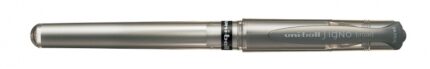 Uni-ball Signo Broad UM-153 Roller a inchiostro gel - Punta a sfera da 1 mm - Tratto stilografico - Impugnatura in gomma - Colore argento