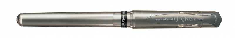 Uni-ball Signo Broad UM-153 Roller a inchiostro gel - Punta a sfera da 1 mm - Tratto stilografico - Impugnatura in gomma - Colore argento