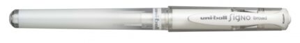 Uni-ball Signo Broad UM-153 Penna a gel - Punta a sfera da 1 mm - Tratto stilografico - Impugnatura in gomma - Colore bianco