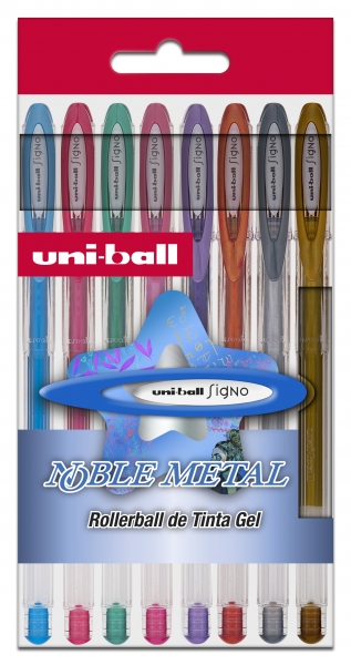 Uni-ball UM-120 NM Signo Noble Metal Confezione da 8 penne a inchiostro gel - Punta a sfera da 0