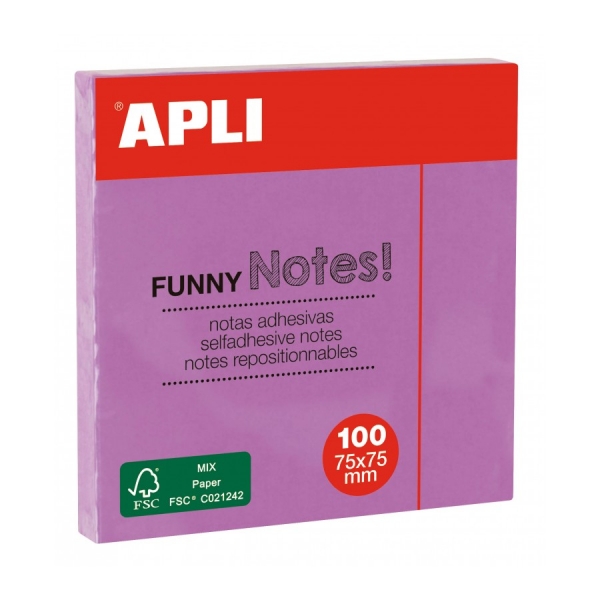 Blocco di foglietti adesivi Apli - 100 fogli - Carta certificata FSC - Adesivo riposizionabile - Colore viola Blocco di foglietti adesivi Apli - 100 fogli - Carta certificata FSC - Adesivo riposizionabile - Colore viola