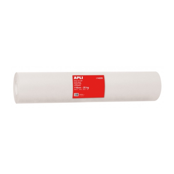 Rotolo di carta Kraft Apli - Ideale per dispenser - Perfetto per avvolgere prodotti - Utilizzo in fabbriche e magazzini - Colore bianco