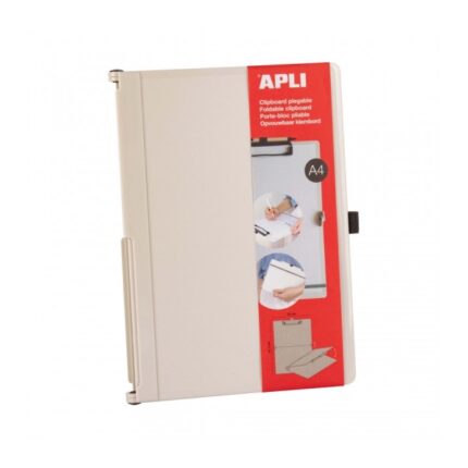 Apli Clipboard pieghevole - Compatto e facile da trasportare - Fissa i fogli con elastico - Estensione per penna - Materiale ABS resistente - Design funzionale e versatile - Colore bianco