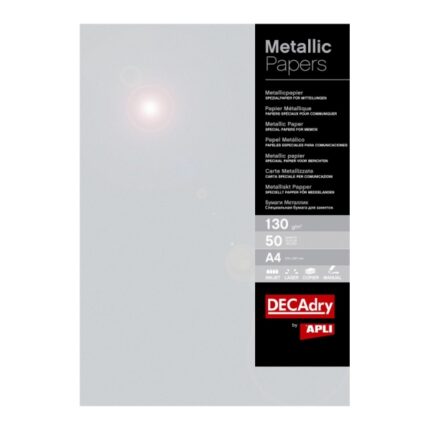 Apli Confezione da 50 fogli di carta metallizzata - Ideale per stampe speciali - Compatibile con stampanti a getto d'inchiostro
