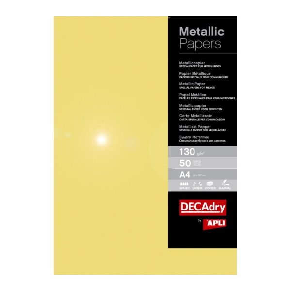 Confezione da 50 fogli di carta metallizzata - Ideale per stampe speciali - Compatibile con stampanti a getto d'inchiostro