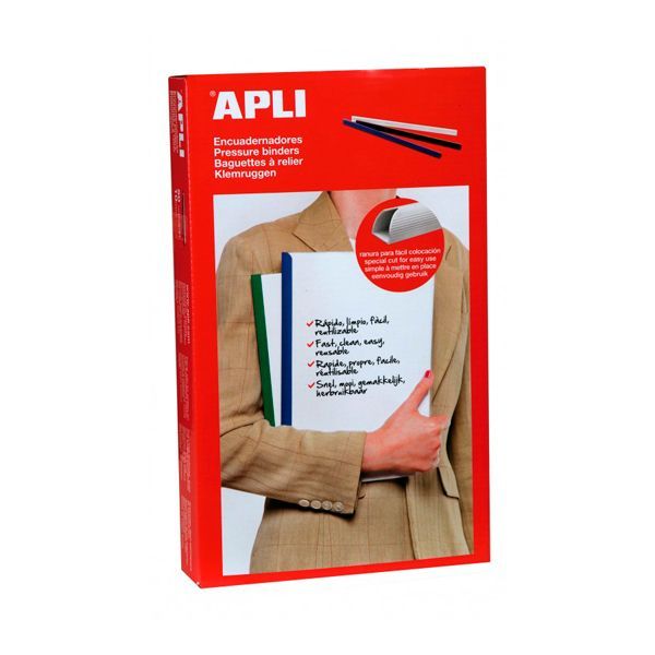 Apli Confezione da 50 rilegatrici a scorrimento - Facili e veloci - Fessura per l'inserimento - Capacità 150 fogli - Colore nero