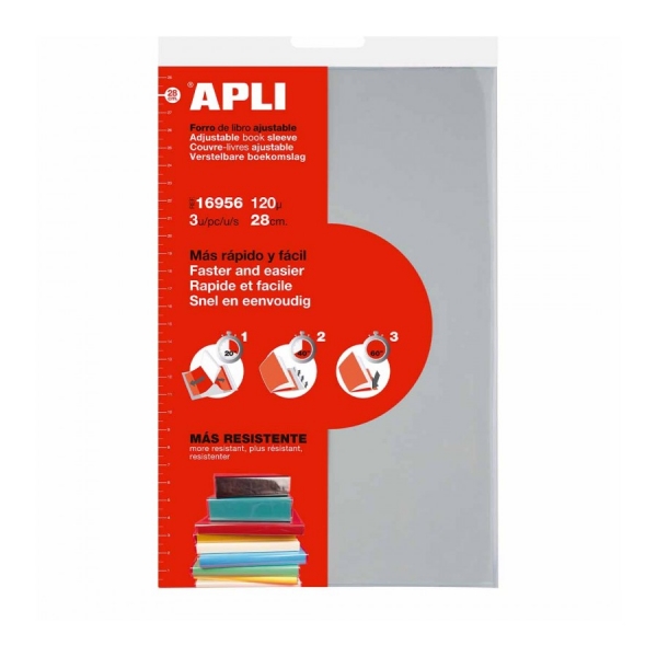 Apli Confezione da 3 buste trasparenti in PVC - Linguetta autoadattabile - Facile applicazione - Eco-Friendly