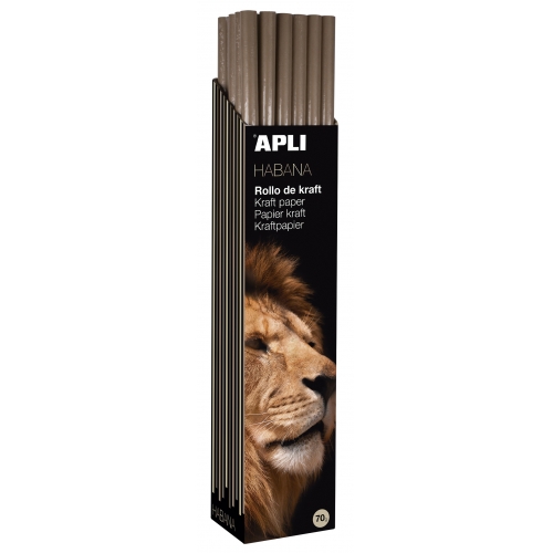 Apli Rotolo di carta Kraft - 70 g - Fibre naturali - Alta resistenza - Colore omogeneo - Ideale per imballaggi e lavori manuali - Colore marrone