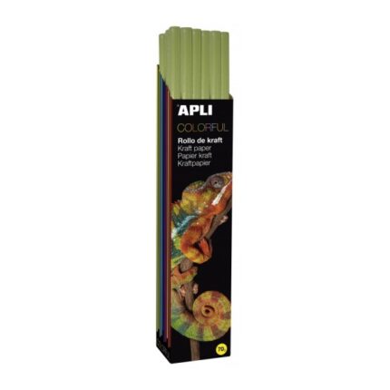 Apli Rotolo di carta Kraft - 70 g - Fibre naturali - Alta resistenza - Colore omogeneo - Ideale per lavori manuali e imballaggi - Colore verde