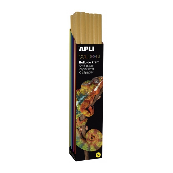 Apli Rotolo di carta Kraft - 70 g - Fibre naturali - Alta resistenza - Colore omogeneo - Ideale per lavori manuali e imballaggi - Colore arancione