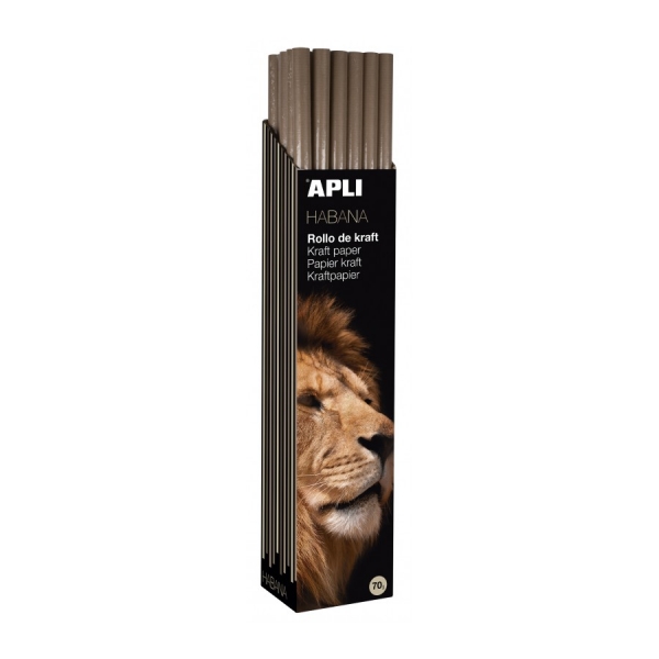 Apli Rotolo di carta Kraft - 70 g - Fibre naturali - Alta resistenza - Homogeneità di colore - Ideale per imballaggi e lavori manuali - Resistente all'inchiostro e all'acqua - Colore marrone