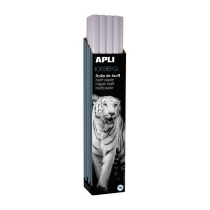 Apli Rotolo di carta Kraft - 70 g - Fibre naturali - Alta resistenza - Omogeneità di colore - Ideale per imballaggi e lavori manuali - Adatto a tempera e acquerelli - Colore bianco