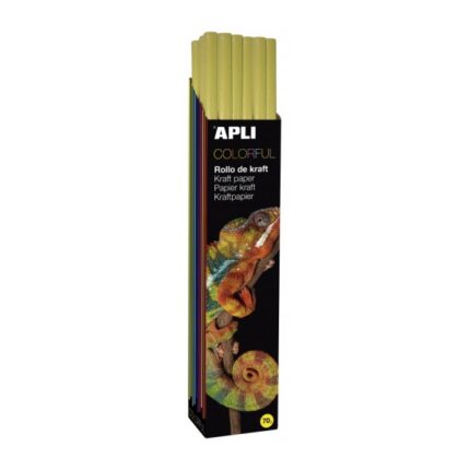 Apli Rotolo di carta Kraft - 70 g - Fibre naturali - Alta resistenza - Colore omogeneo - Ideale per imballaggi e lavoretti manuali - Adatto a tempera e acquerelli - Colore giallo