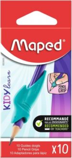 Maped Kidy Lern Confezione da 10 guide per matite - Modello Squalo - Guida estraibile - Adatta alla maggior parte delle matite - Per alunni dai 3 ai 7 anni