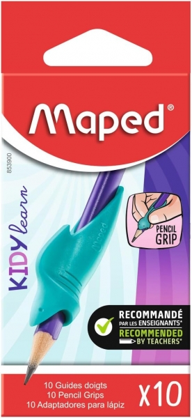 Maped Kidy Lern Confezione da 10 guide per matite - Modello Squalo - Guida estraibile - Adatta alla maggior parte delle matite - Per alunni dai 3 ai 7 anni