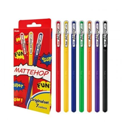 Pentel Mattehop Original Confezione da 7 penne a sfera - Punta da 1 mm - Tratto da 0