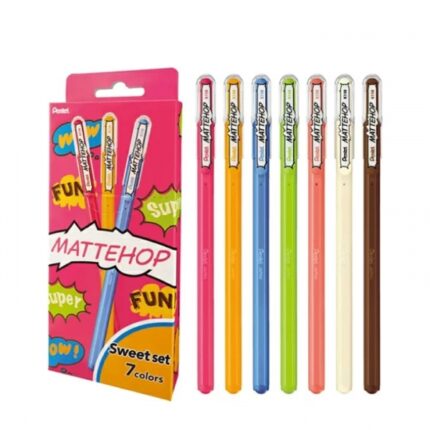 Pentel Mattehop Sweet Confezione da 7 penne a sfera - Punta 1 mm - Tratto 0