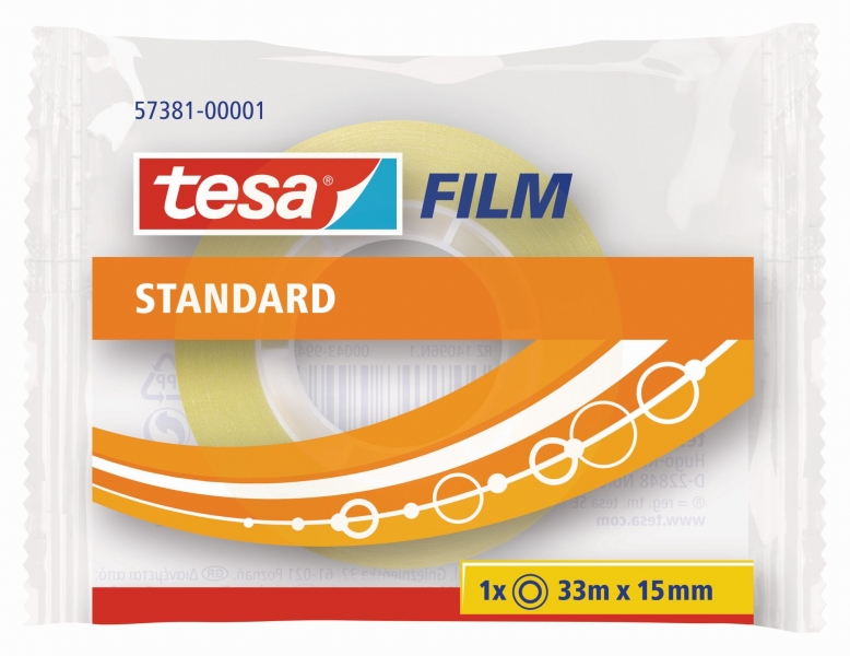 Tesa Tesafilm Standard Nastro autoadesivo trasparente 15 mm x 33 m - Buona adesione e alta resistenza ai raggi UV - Senza PVC