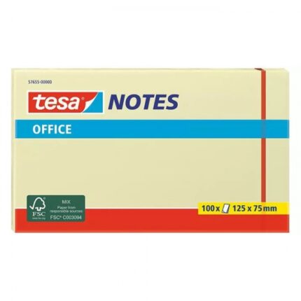 Tesa Notes Blocco da 100 foglietti adesivi 125x75 mm - Senza solventi - Riposizionabili - Colore giallo