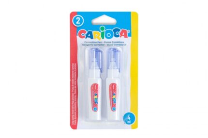 Carioca Confezione da 2 mini penne correttive - Punta in metallo resistente e precisa - Adatte a tutti i tipi di carta - Asciugatura rapida - Colore bianco