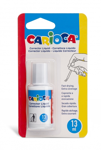 Carioca Correttore liquido - Pennello in nylon morbido e preciso - Adatto a tutti i tipi di carta - Asciugatura rapida - Colore bianco