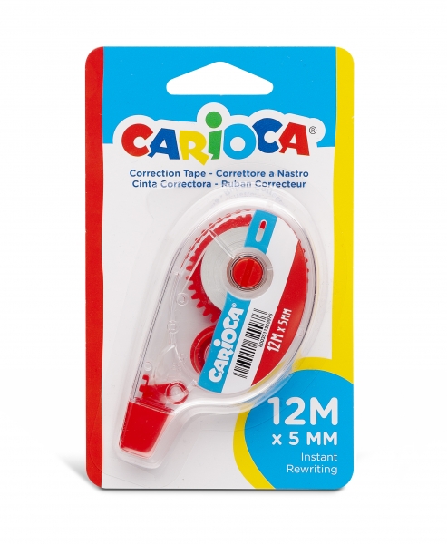 Carioca Nastro correttore 5 mm x 12 m - Ideale per qualsiasi tipo di carta - Colore bianco