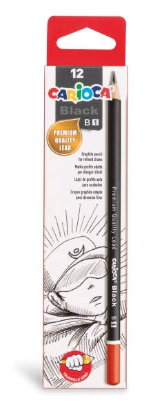 Carioca Black B Confezione da 12 matite di grafite - Facili da cancellare e da temperare - Corpo triangolare piacevole al tatto - Mina resistente alle cadute - Colore nero