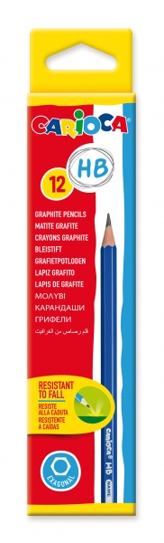 Matita a grafite Carioca HB - Facile da cancellare e temperare - Corpo triangolare piacevole al tatto - Mina resistente alle cadute