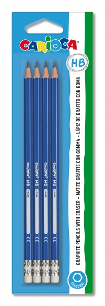 Carioca Tita Confezione da 4 matite di grafite HB - Facili da cancellare e da temperare - Corpo triangolare - Mina resistente alle cadute - Colore grigio