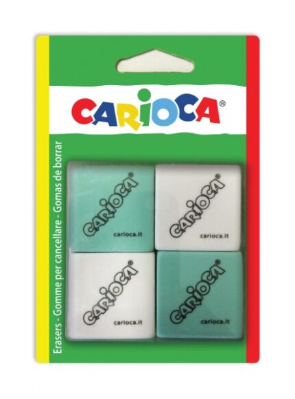 Carioca Confezione da 4 gomme quadrate - Colori assortiti