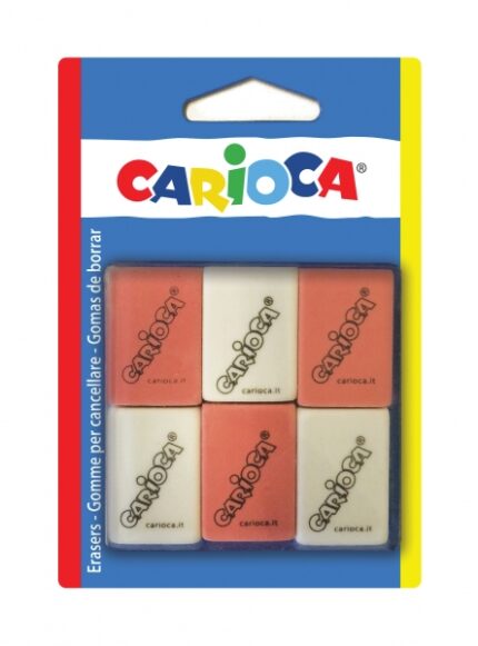 Carioca Confezione da 6 gomme rettangolari - Cancellazione precisa - Design ergonomico - Colori assortiti