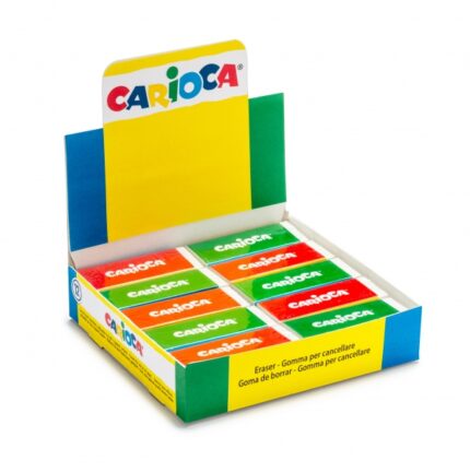 Carioca Espositore da 20 gomme quadrate - Alta qualità - Cancellazione efficace - Durevoli - Vari colori