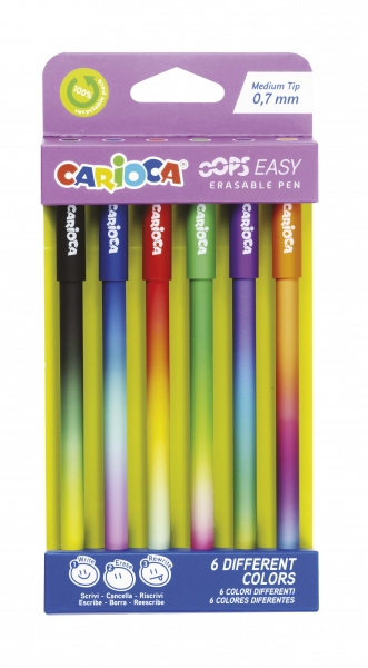 Carioca Oops Easy Confezione da 6 penne cancellabili con punta da Ø 0