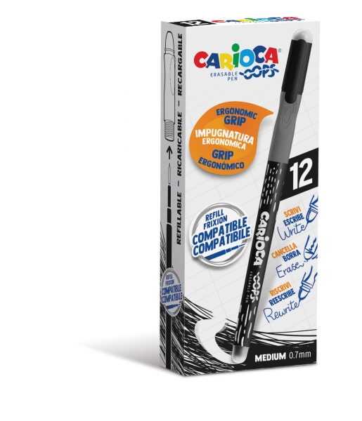 Carioca Oops Penna cancellabile - Inchiostro termosensibile - Impugnatura ergonomica triangolare - Punta da Ø 0