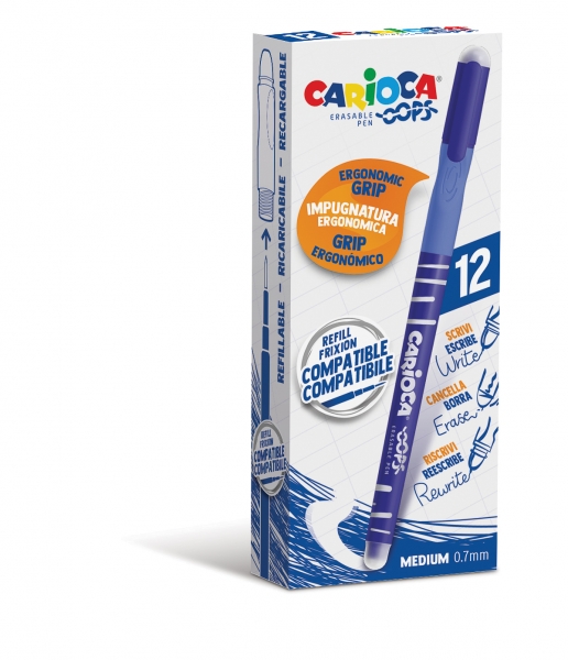 Carioca Oops Penne cancellabili - Inchiostro termosensibile - Impugnatura ergonomica triangolare - Punta Ø 0