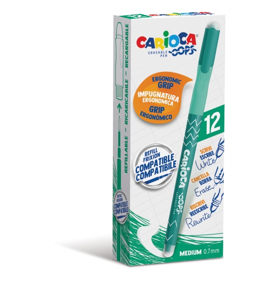 Carioca Oops Penna cancellabile - Inchiostro termosensibile - Impugnatura ergonomica triangolare - Punta Ø 0