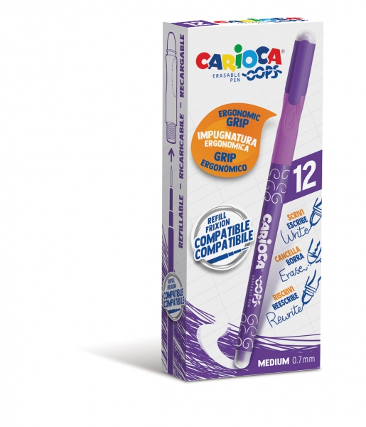 Carioca Oops Penne cancellabili - Inchiostro termosensibile - Impugnatura ergonomica triangolare - Punta da Ø 0