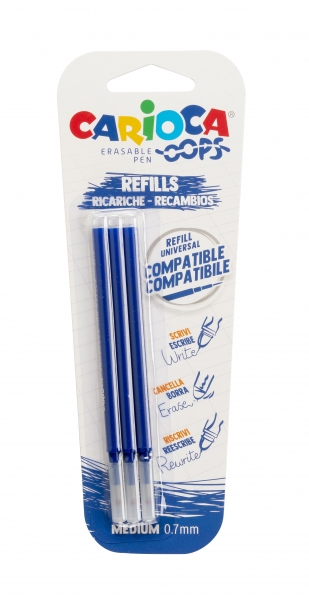 Carioca Oops Confezione da 3 ricambi per penna cancellabile - Inchiostro termosensibile - Punta da 0
