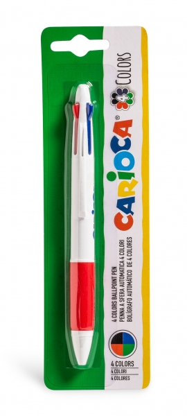 Carioca Penna a sfera a 4 colori - Penna a sfera automatica - 4 colori in un'unica penna - Punta Ø 1 mm - Colori vari