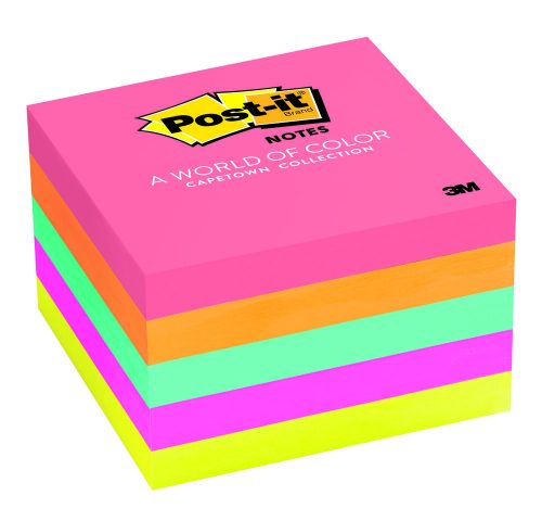 Blocco Post-it da 500 foglietti adesivi rimovibili colori neon 76x76 mm - Carta con certificazione PEFC - Colori assortiti